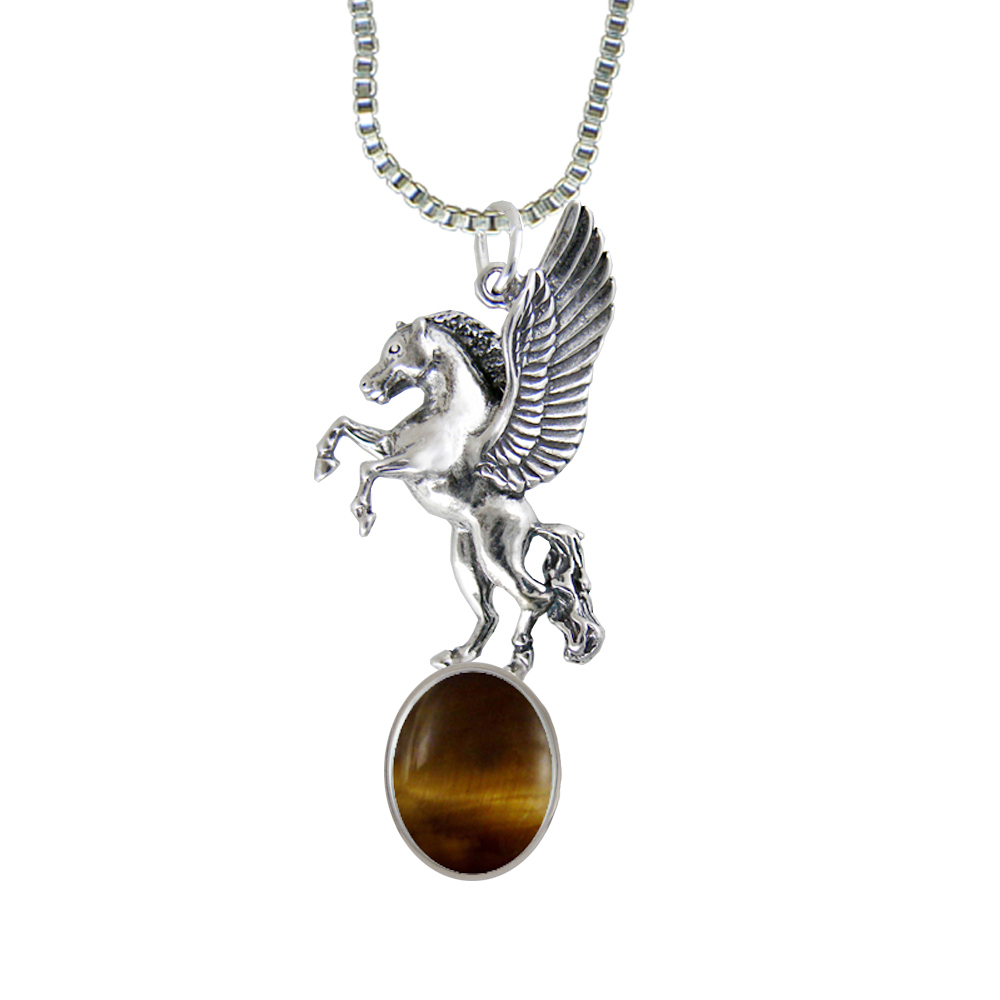 Sterling Silver Unicorn of the Summer Day Pendant With Tiger Eye